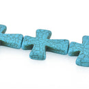 2 pcs. Large Howlite Stone Beads TURQUOISE BLUE Maltese CROSS . 36x30mm  how0311a