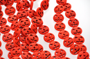 25mm PUMPKIN ORANGE Carved Jack O Lantern Beads . carved howlite stone, full strand, how0386