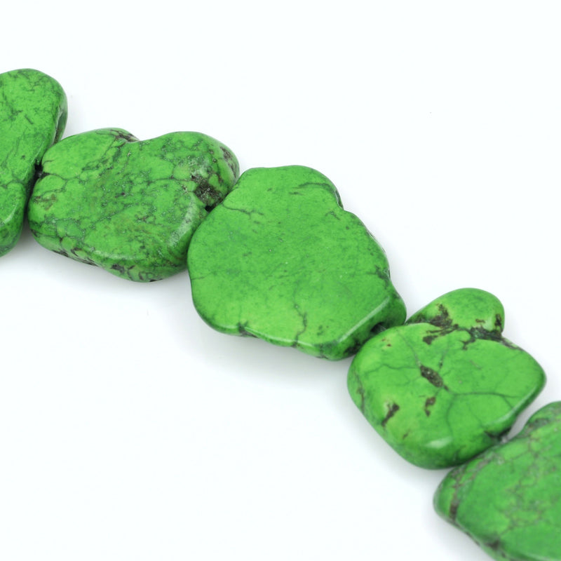 KELLY GREEN HOWLITE Slab Shape Gemstone Beads, magnesite, about 1" to 1-3/8", full strand 13-14 beads gem0088