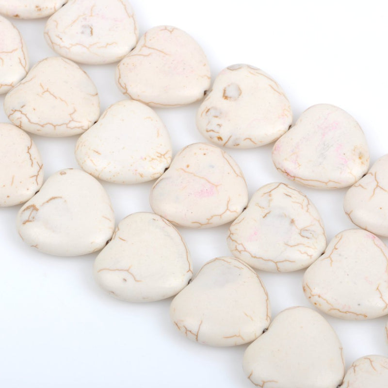 20mm white howlite heart beads