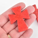 1 Howlite 50mm Bead RED Maltese CROSS, how0433a