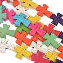 50mm Large Howlite Stone Beads MIXED COLORS Maltese CROSS, full strand, 8 beads, how0438