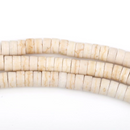 6mm HEISHI Beads, Howlite Rondelle Heishi white trade beads, full strand, about 125 beads, how0471