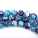 4mm MOSAIC HOWLITE Round Beads, turquoise blue, purple, white, full strand, about 97 beads, how0483