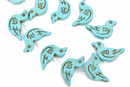 30mm Howlite Stone Beads, TURQUOISE BLUE BIRD Shape, full strand, 18 beads how0663