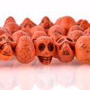 12mm ORANGE Howlite Skull Beads, Drilled Sideways, full strand, about 40 beads, how0669