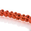 12mm ORANGE Howlite Skull Beads, Drilled Sideways, full strand, about 40 beads, how0669