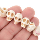 12mm WHITE Howlite Skull Beads, Drilled Sideways, full strand, about 40 beads, how0670