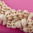 12mm WHITE Howlite Skull Beads, Drilled Sideways, full strand, about 40 beads, how0670