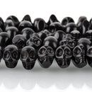 12mm BLACK Howlite Skull Beads, Drilled Sideways, full strand, about 40 beads, how0679