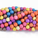 8mm Howlite Round Beads MIXED COLORS full strand how0686