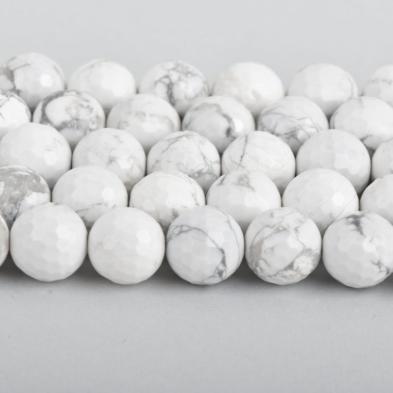 6mm WHITE NATURAL HOWLITE Round Gemstone Beads Faceted full strand, 60 beads how0694