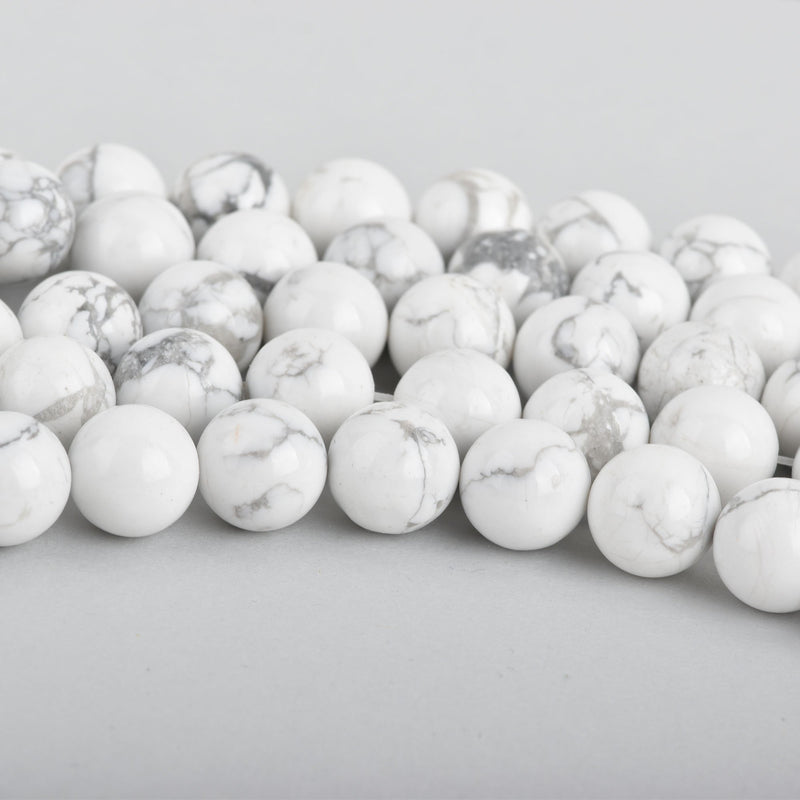 12mm WHITE NATURAL HOWLITE Round Gemstone Beads full strand, 32 beads how0698