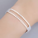 1 Silver Centerline Cuff Bangle Bracelet Blank for seed beads, adjustable fin0897