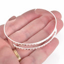1 Silver Centerline Cuff Bangle Bracelet Blank for seed beads, adjustable fin0897