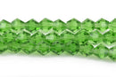 6mm GREEN Bicone Glass Crystal Beads, Transparent Faceted Beads, 50 beads, bgl1501