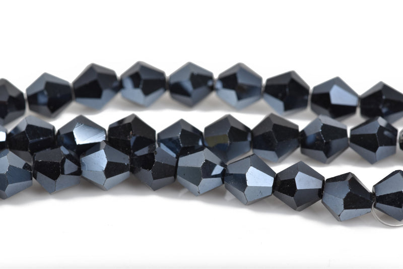 8mm METALLIC HEMATITE GREY Bicone Glass Crystal Beads, Transparent Faceted Beads, about 35 beads, bgl1509