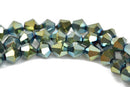 6mm PEACOCK GREEN AB Bicone Glass Crystal Beads, Transparent Faceted Beads, 50 beads, bgl1505