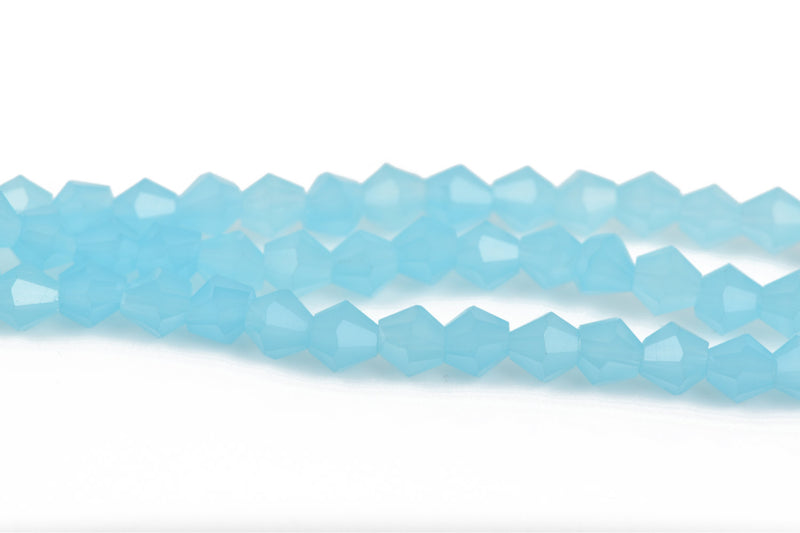 6mm SKY BLUE Bicone Glass Crystal Beads, Opaque Faceted Beads, 50 beads, bgl1508
