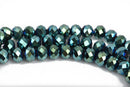 6mm Rondelle Crystal Beads, Faceted PEACOCK GREEN AB Opaque Glass Crystal Beads, 100 beads, bgl1506