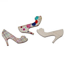 50 High Heel Wood Cabochons with Mixed Random Colors and Patterns, cft0022