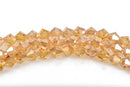 6mm CHAMPAGNE CITRINE AB Bicone Glass Crystal Beads, Transparent Faceted Beads, 50 beads, bgl1519