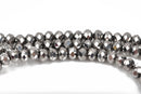 4mm METALLIC SILVER Rondelle Crystal Beads, Faceted Opaque Glass Crystal Beads, 145 beads, bgl1530