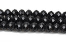 4mm JET BLACK Rondelle Crystal Beads, Faceted Opaque Glass Crystal Beads, 145 beads, bgl1539