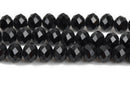 4mm JET BLACK Rondelle Crystal Beads, Faceted Opaque Glass Crystal Beads, 145 beads, bgl1539