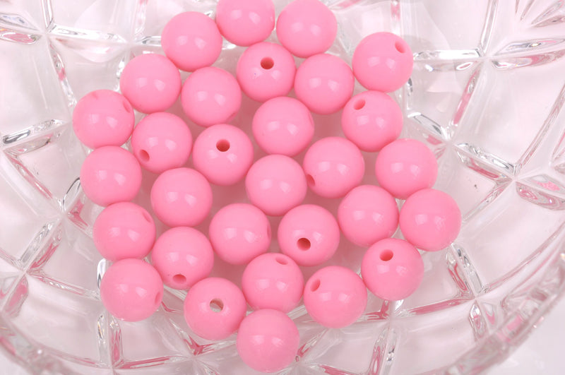 12mm PINK Acrylic Bubblegum Beads, package of 30 beads,  bac0325