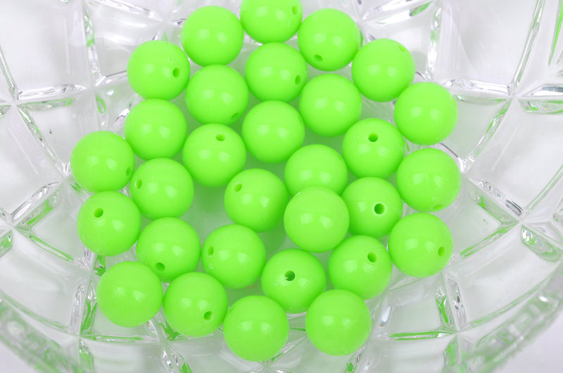 12mm LIME GREEN Acrylic Bubblegum Beads, package of 30 beads,  bac0324
