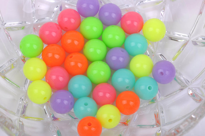 12mm MIXED BRIGHT COLORS Acrylic Bubblegum Beads, package of 30 beads,  bac0338