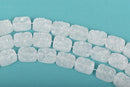 2 White Druzy AB Rainbow Natural Quartz Rectangle Gemstone Beads, frosted, 18x14mm, gdz0179