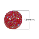 10 Round Resin Metallic AB Cherry Red DRUZY CABOCHONS, faux druzy, 12mm  cab0408