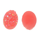 10 Oval Resin AB Coral Pink DRUZY CABOCHONS, faux druzy, 18x13mm  cab0413