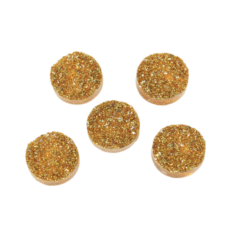 10 Round Resin Sparkly Gold DRUZY CABOCHONS, faux druzy, 12mm  cab0414