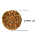 10 Round Resin Sparkly Gold DRUZY CABOCHONS, faux druzy, 12mm  cab0414