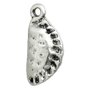 5 Silver EMPANADA Charm Pendants, Calzone, Pastry Pie Charms, Foodie Charms, 22x10mm, chs2332