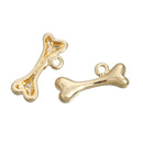 10 Gold DOG BONE Charm Pendants, chg0392