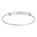 5 SILVER Bangle Charm Bracelet, copper base, adjustable size expandable, fits medium to large wrist, thick 14 gauge, 8-1/4" fin0526