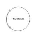 5 SILVER Bangle Charm Bracelet, triple wrap adjustable size, expandable, fits medium to large wrist, thick 14 gauge, 8-1/4" fin0527