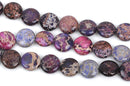 14mm Purple AQUA TERRA JASPER Coin Beads, Round Flat Coin Gemstone Beads, full strand, about 30 beads, gja0117