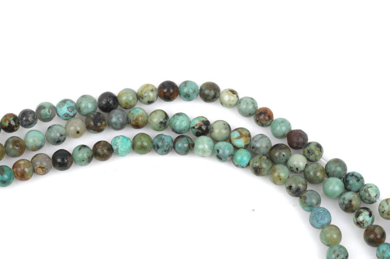 4mm AFRICAN TURQUOISE Round Gemstones Beads, green and black, full strand, about 95 beads, gms0019