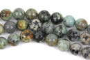 8mm AFRICAN TURQUOISE Round Gemstones Beads, green and black, full strand, about 47 beads, gms0016