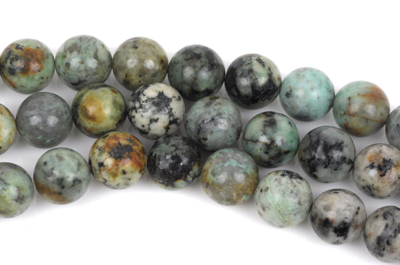 10mm AFRICAN TURQUOISE Round Gemstones Beads, green and black, full strand, about 37 beads, gms0013