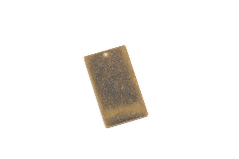 10 Distressed Brass Stamping Blanks, Charms, LARGE RECTANGLE shape 1 1/4" x 3/4" 32x18mm, 24 gauge msb0308