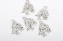 5 Bright Silver Plated PISCES Zodiac Charm with Rhinestone  chs2341