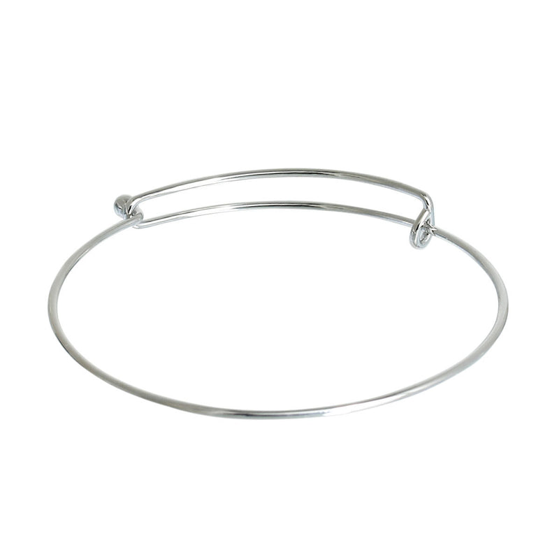5 SILVER Bangle Charm Bracelet, ball and wrap adjustable size, expandable, fits medium to large wrist, thick 14 gauge, 8-1/2" fin0528