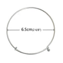 5 SILVER Bangle Charm Bracelet, ball and wrap adjustable size, expandable, fits medium to large wrist, thick 14 gauge, 8-1/2" fin0528