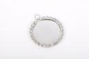 2 Rhinestone Bezel Charms, silver plated pendant charm tray, fits 24mm round cabochons, chs2343